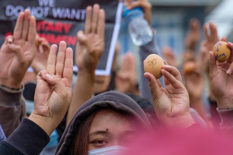 Pope salutes Myanmar youth as protesters decorate Easter eggs