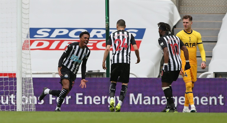 Newcastle midfielder Joe Willock (left) celebrates scoring against Tottenham. Newcastle midfielder Joe Willock (left) celebrates scoring against Tottenham.