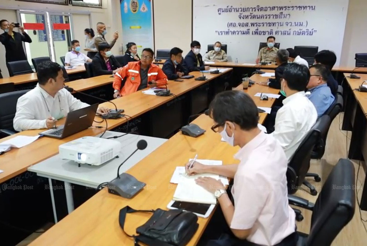 The Nakhon Ratchasima communicable disease control panel on Friday reports 11 more Covid-19 cases. (Photo: Prasit Tangprasert)