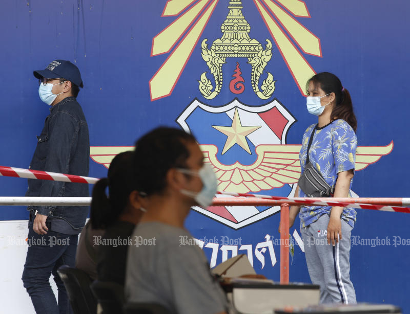 The Royal Thai Air Force opens the Thupatemee sports stadium to be a temporary coronavirus testing site until May 15. (Photo by Apichit Jinakul)