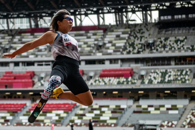 Kaede Maegawa of Japan competed in the women's long jump at a para-athletics test event for the Tokyo Paralympics Kaede Maegawa of Japan competed in the women's long jump at a para-athletics test event for the Tokyo Paralympics