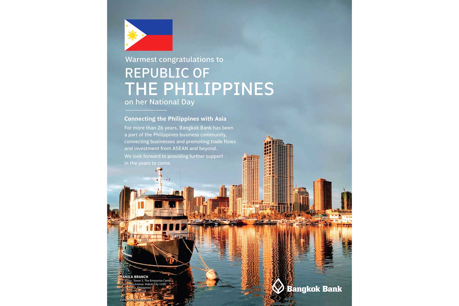 Congratulations to the Philippines people on the 123rd anniversary of their Independence, 12 June