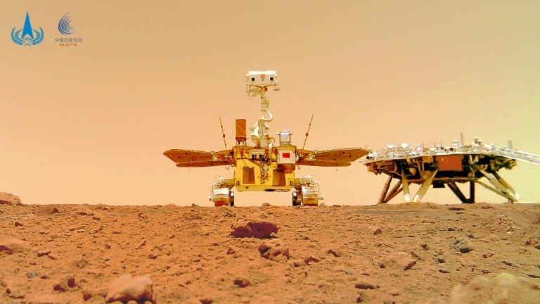 The Zhurong rover, named after a mythical Chinese fire god, has been studying the topography of a vast Martian lava plain known as the Utopia Planitia. The Zhurong rover, named after a mythical Chinese fire god, has been studying the topography of a vast Martian lava plain known as the Utopia Planitia.