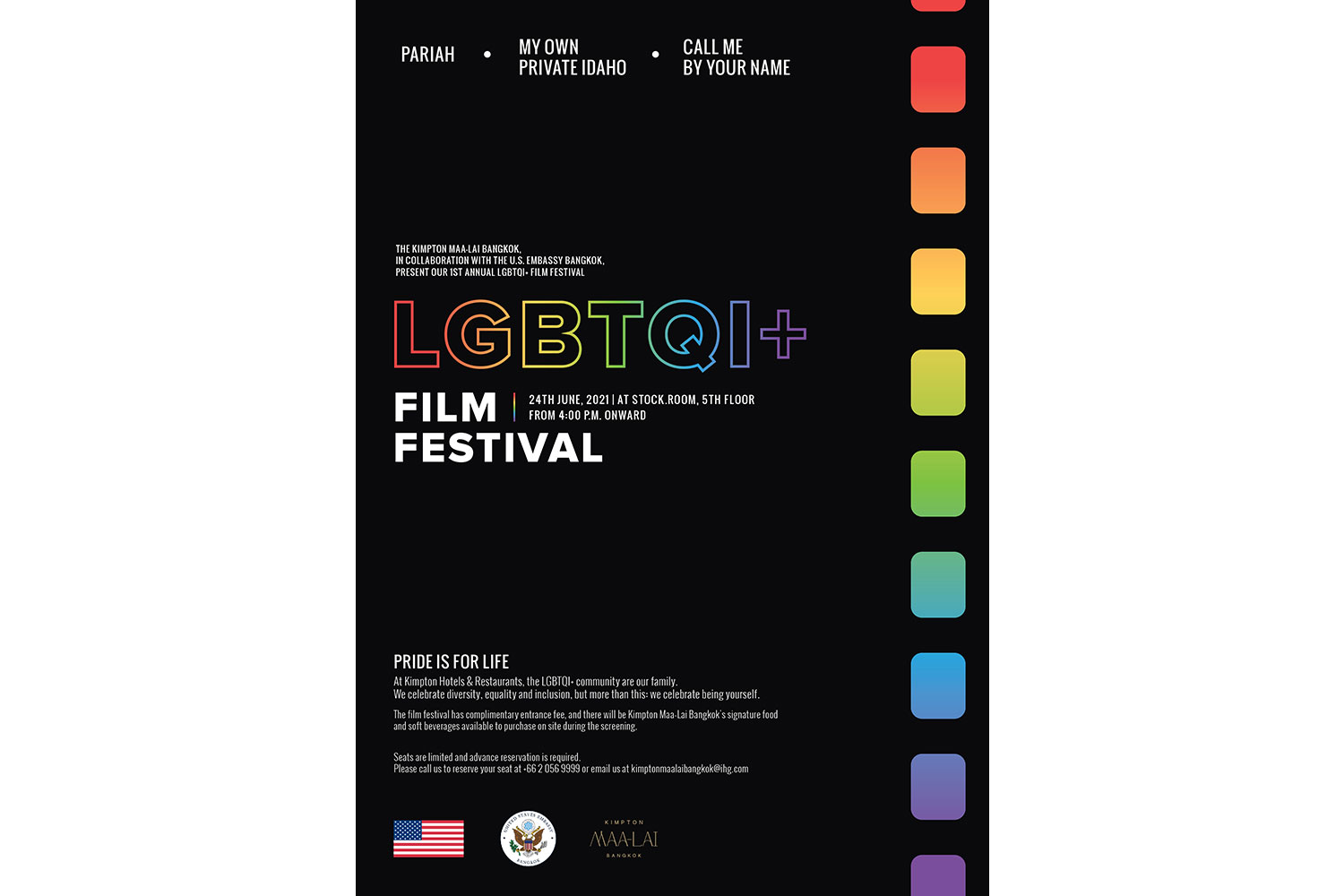 KIMPTON MAA-LAI BANGKOK AND U.S. EMBASSY BANGKOK TO CO-HOST LGBTQI+ FILM FESTIVAL