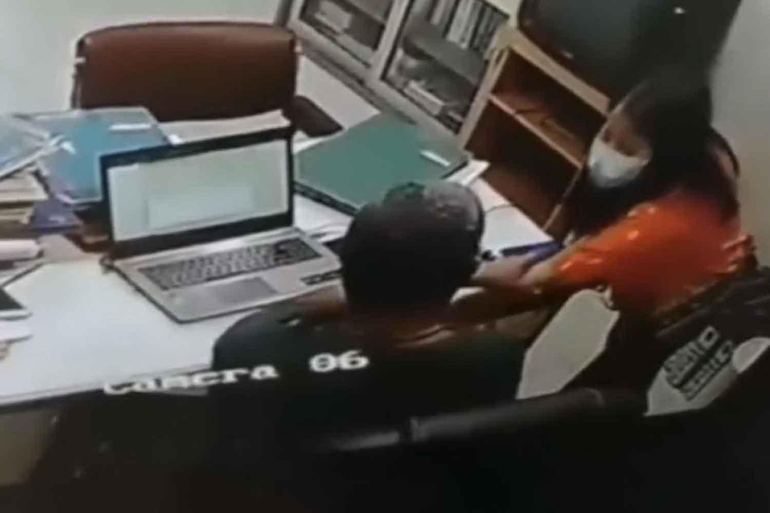 A screenshot from a video clip posted on Facebook with an allegation that an official at Non Sung land office in Nakhon Ratchasima had sexually harassed a woman employee. (Photo supplied)