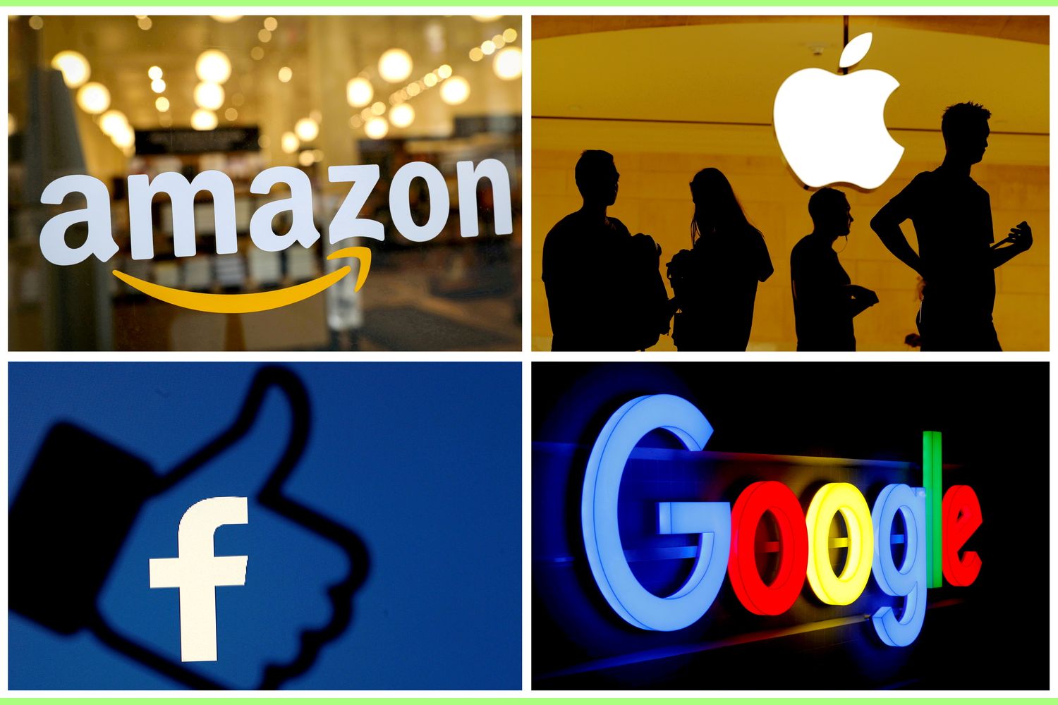 The logos of Amazon, Apple, Facebook and Google in a combination photo. (Reuters file photo) The logos of Amazon, Apple, Facebook and Google in a combination photo. (Reuters file photo)