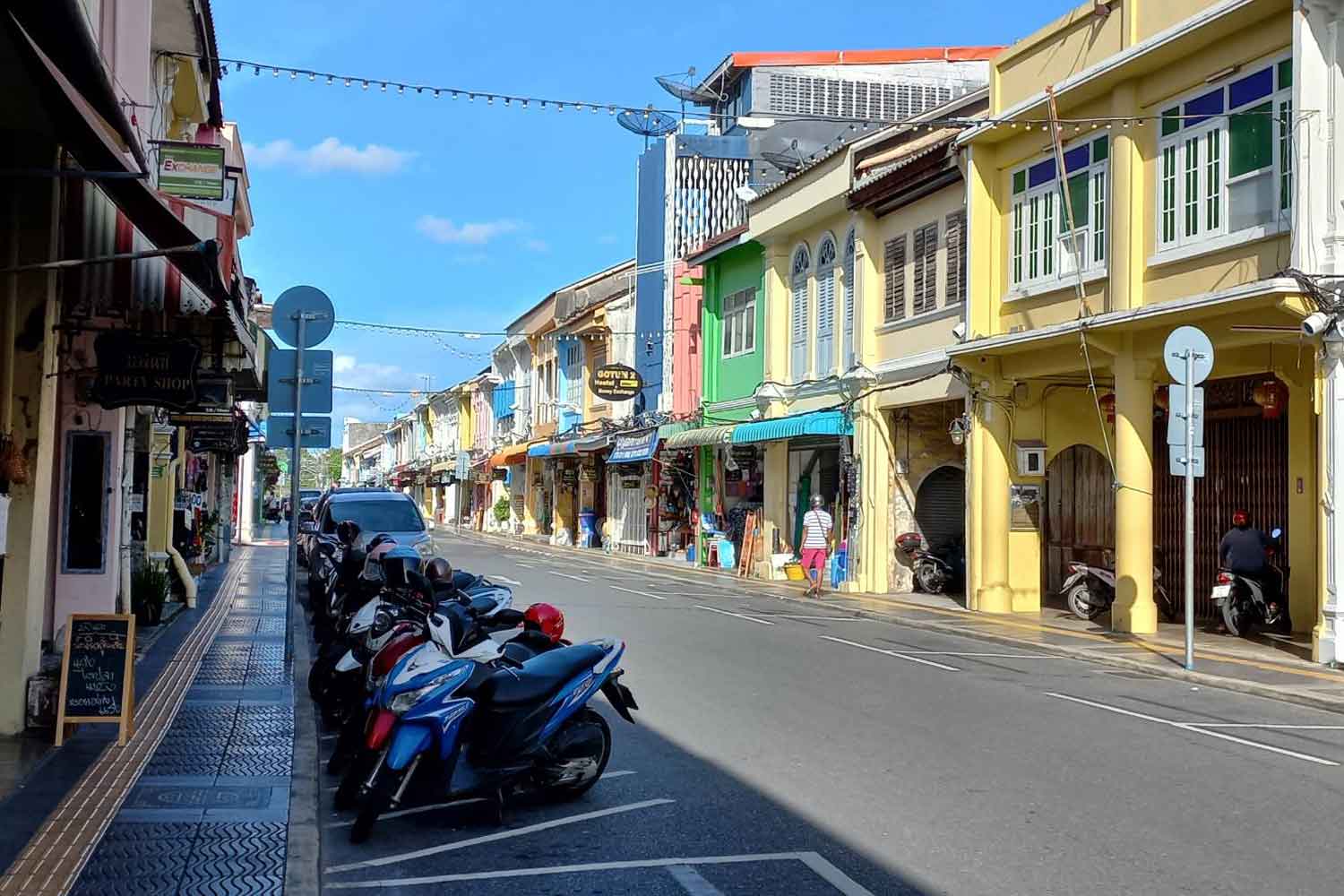 Downtown Phuket was quiet on Wednesday, before the tourist-reliant province reopens to foreign visitors on Thursday. (Photo: Achadthaya Chuenniran)