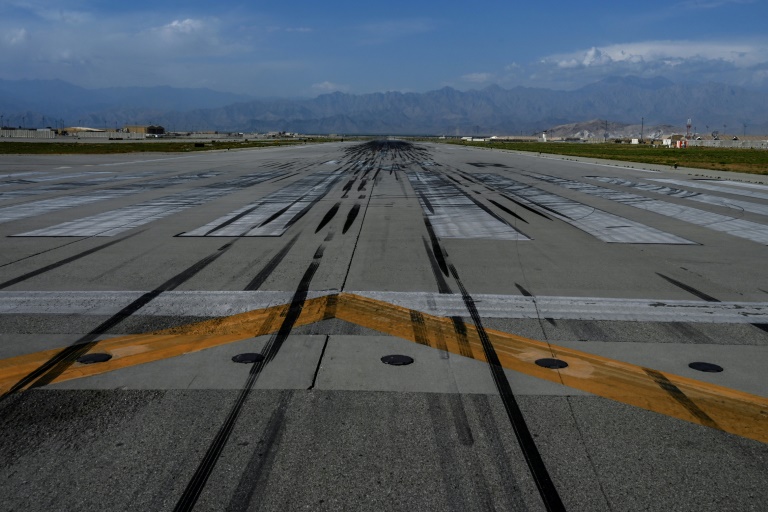 The runway at Bagram air base outside of Kabul, Afghanistan, after the US turned the base over to the Afghan government. The runway at Bagram air base outside of Kabul, Afghanistan, after the US turned the base over to the Afghan government.