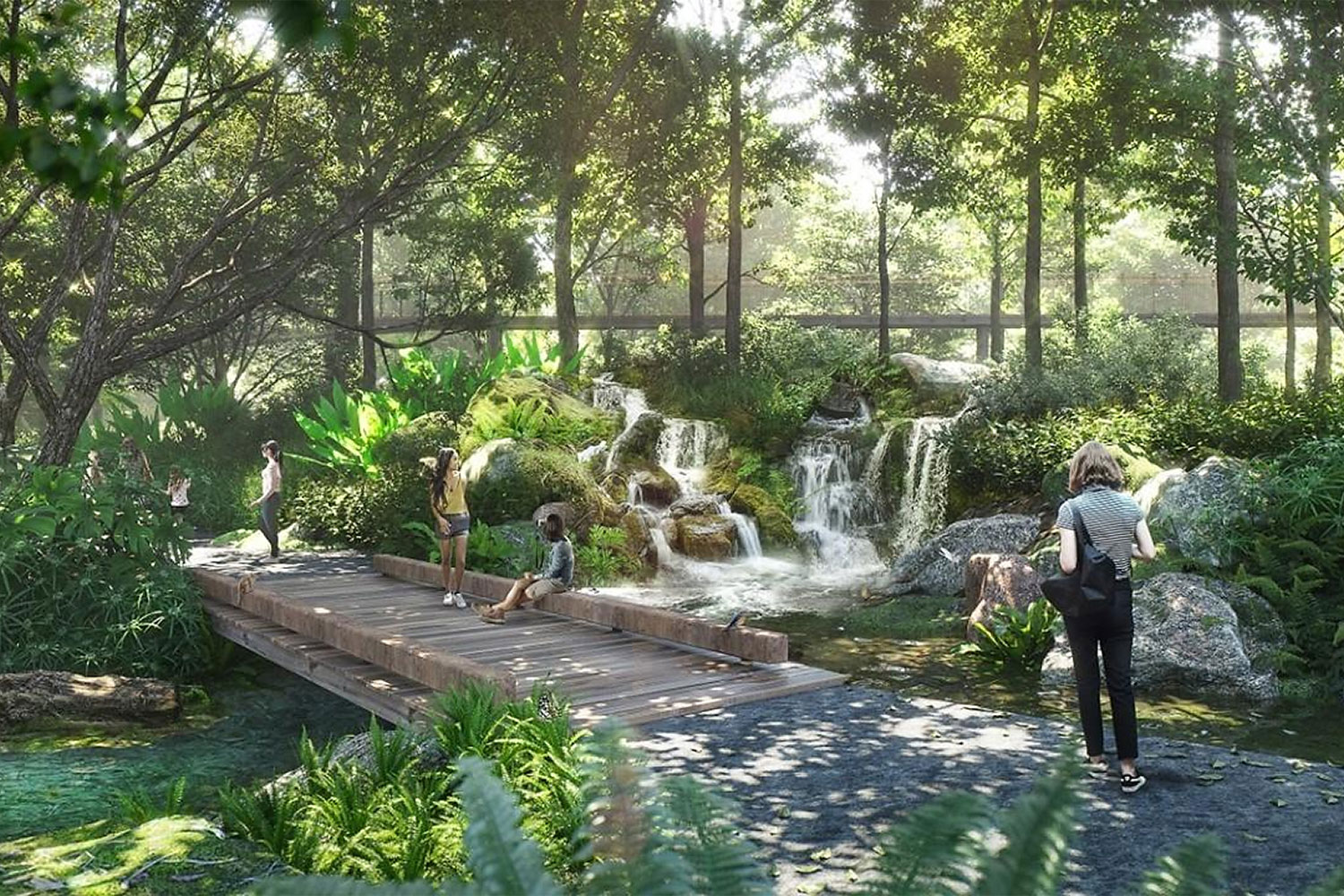 People relax in a garden area at The Forestias. About 56% of the total area at The Forestias will be given over to green space as the developer aims to lower the temperature within the project by 2-3 degree Celsius.