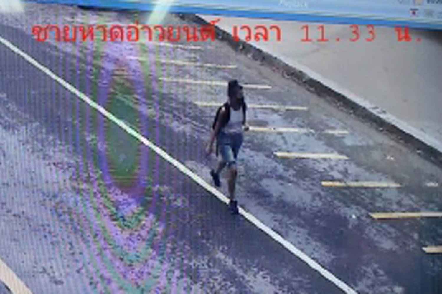 Security camera footage shows Nicole Sauvain-Weisskopf, 57, walking alone past Ao Yon beach at 11.33am on Tuesday, towards Ao Yon waterfall in Muang district, Phuket. (Photo supplied)