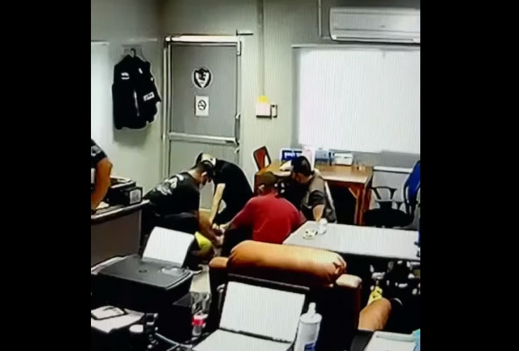 A screenshot from a video clip from an identified source.