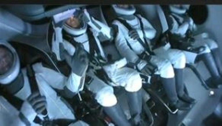 The first all-civilian crew to orbit the Earth, inside the SpaceX Dragon capsule The first all-civilian crew to orbit the Earth, inside the SpaceX Dragon capsule