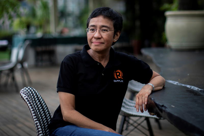 Filipino journalist and Rappler CEO Maria Ressa, one of 2021 Nobel Peace Prize winners, speaks during an interview in Taguig City, Metro Manila, on Saturday. (Reuters photo) Filipino journalist and Rappler CEO Maria Ressa, one of 2021 Nobel Peace Prize winners, speaks during an interview in Taguig City, Metro Manila, on Saturday. (Reuters photo)