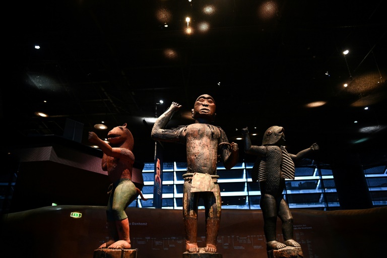 The trove of objects, snatched by French forces in 1892, are being shown for just six days at the Quai Branly museum The trove of objects, snatched by French forces in 1892, are being shown for just six days at the Quai Branly museum