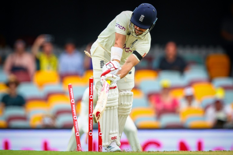 England's Rory Burns is bowled by Australia's Mitchell Starc with the first ball of the 2021/22 Ashes series at the Gabba in Brisbane England's Rory Burns is bowled by Australia's Mitchell Starc with the first ball of the 2021/22 Ashes series at the Gabba in Brisbane