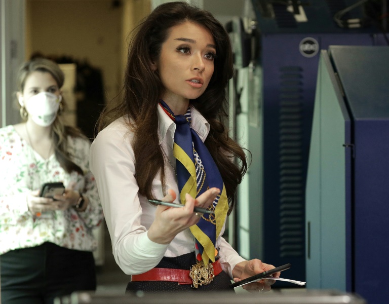 Former US president Donald Trump regularly called on Chanel Rion of OAN (pictured April 2020) during his press briefings Former US president Donald Trump regularly called on Chanel Rion of OAN (pictured April 2020) during his press briefings