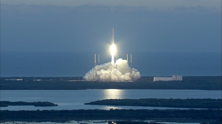 A SpaceX rocket carrying a NASA weather satellite blasts off in February 2015 from Cape Canaveral, Florida A SpaceX rocket carrying a NASA weather satellite blasts off in February 2015 from Cape Canaveral, Florida