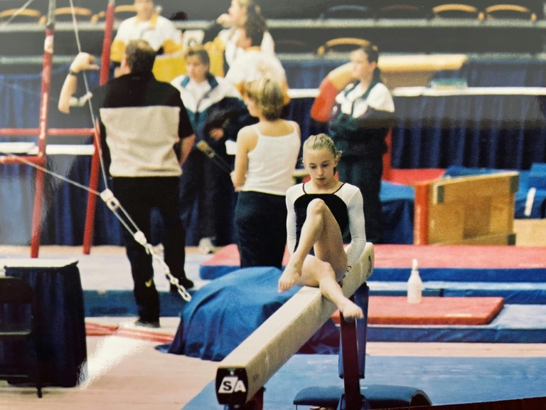 Amelia Cline performs on the balance beam at a national competition in Winnipeg, Canada, in 2002 Amelia Cline performs on the balance beam at a national competition in Winnipeg, Canada, in 2002