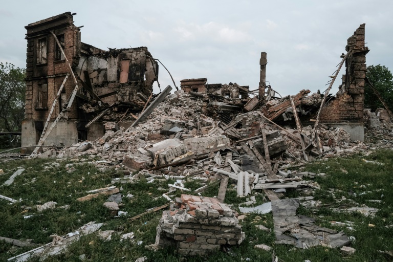 The outlines of a wall are all that remain of a grade school in which Ukraine says 60 sheltering civilians died in a Russian aerial bombing attack The outlines of a wall are all that remain of a grade school in which Ukraine says 60 sheltering civilians died in a Russian aerial bombing attack