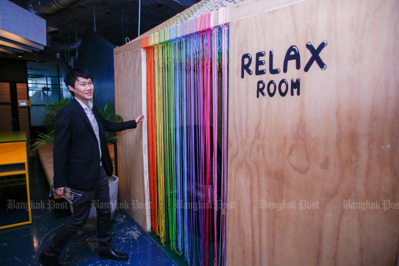 Jirayut Srupsrisopa, Founder and Group CEO Bitkub Capital Group Holdings Co, shows the relax room at his office on May 17, 2022. (Photo: Arnun Chonmahatrakool)