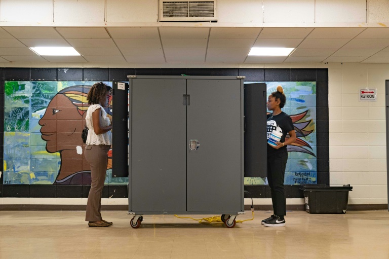 Voters visit polling places to cast their ballots in the 2022 Primary Election on Tuesday in Atlanta, Georgia, US. Voters visit polling places to cast their ballots in the 2022 Primary Election on Tuesday in Atlanta, Georgia, US.
