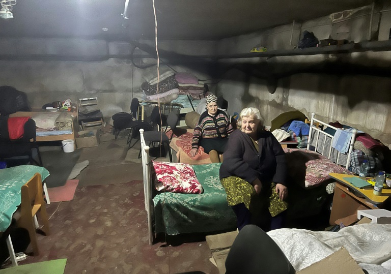 The beds are lined up in three large rooms where most residents are elderly women in the underground shelter in Kutuzivka village The beds are lined up in three large rooms where most residents are elderly women in the underground shelter in Kutuzivka village