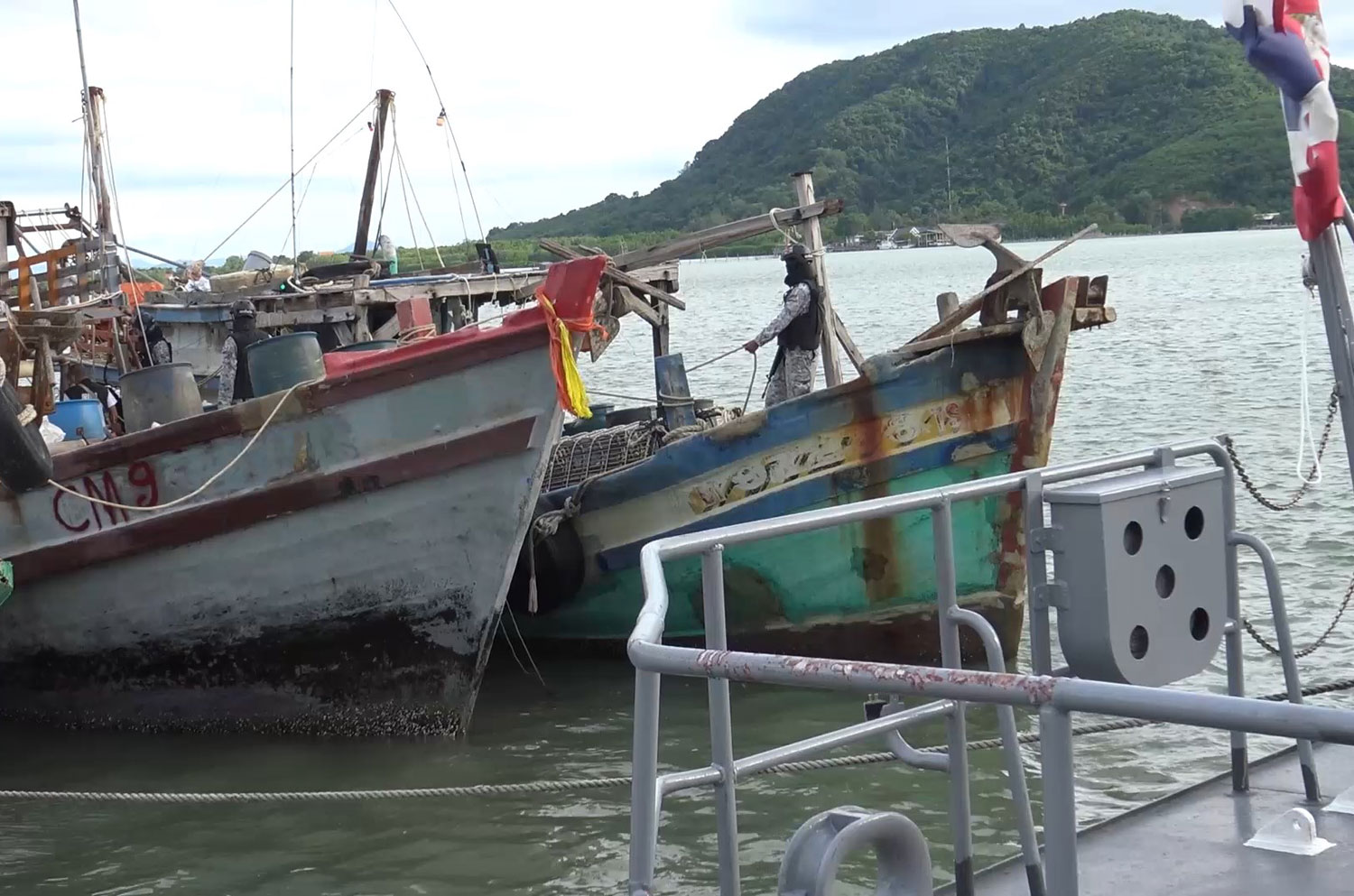 The two Vietnamese boats were seized after they were spotted dredging for sea cucumbers in Thai waters off Songkhla. (Photo supplied)