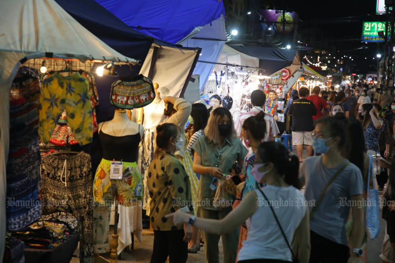 Tourists and locals shop at Cicada market in Hua Hin, Prachuap Khiri Khan province, on May 14, 2022. (Photo: Varuth Hirunyatheb)