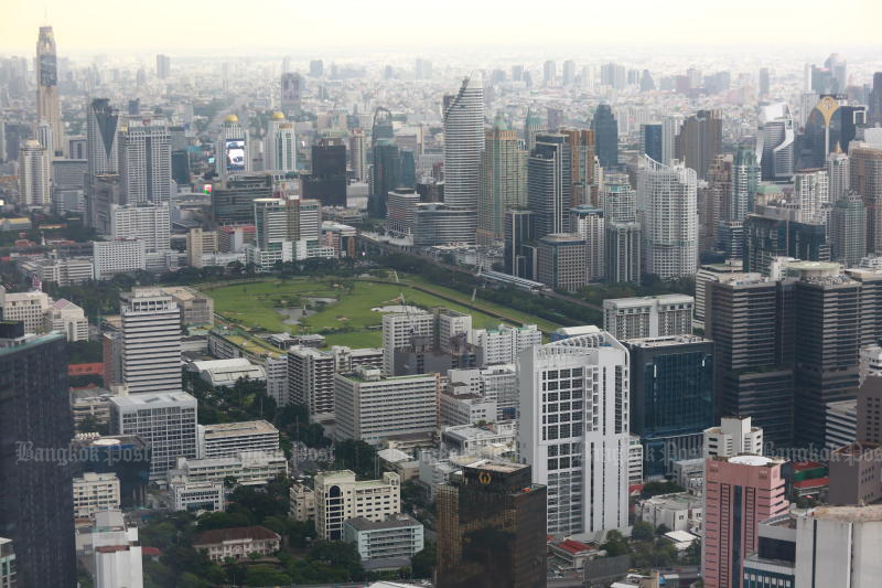 Bangkok seen from the 76th floor of King Power Mahanakhon Building. Foreigners would be allowed to fully own residential land in Thailand under a plan still to be approved by the cabinet. (Photo: Somchai Poomlard)