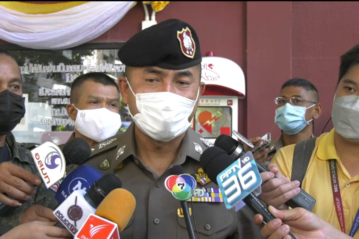 Pol Lt Gen Surachate Hakpan, the assistant national police chief, gives an interview with reporters in Bangkok on Tuesday. (Screenshot from Police TV's Facebook page)