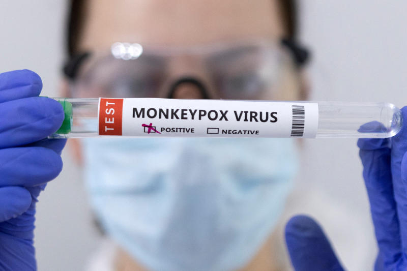 Test tubes labelled "monkeypox virus, positive" are seen in this illustration taken on May 23, 2022. (Photo: Reuters)