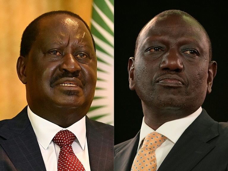 Raila Odinga (left) and William Ruto are the frontrunners in the presidential race Raila Odinga (left) and William Ruto are the frontrunners in the presidential race