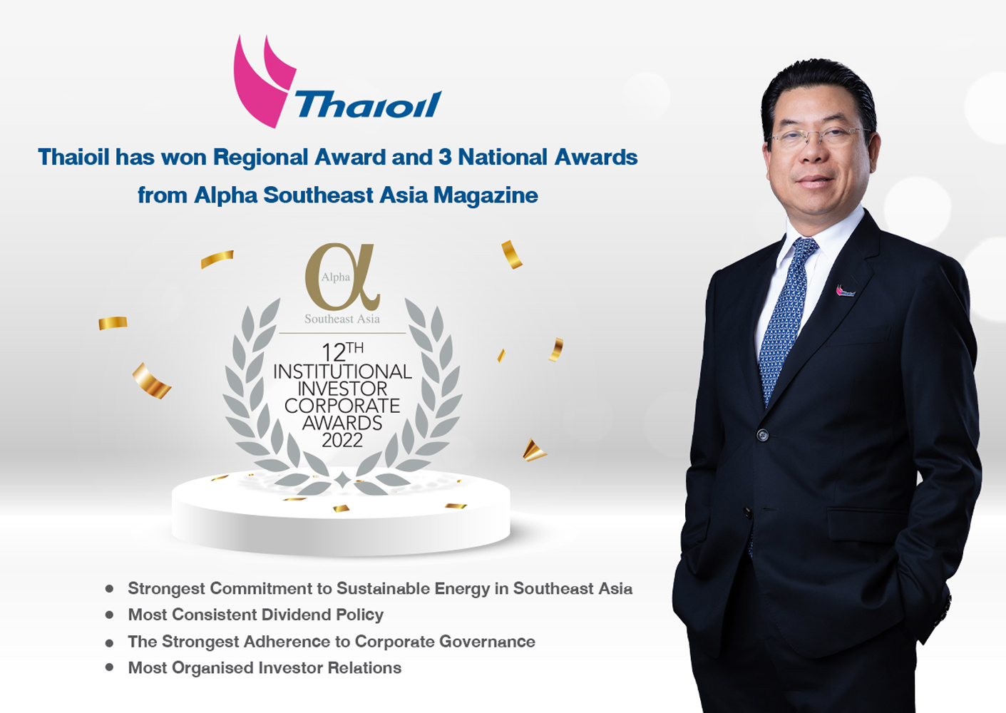 Thaioil wins Regional Award and three National Awards from Alpha Southeast Asia Magazine