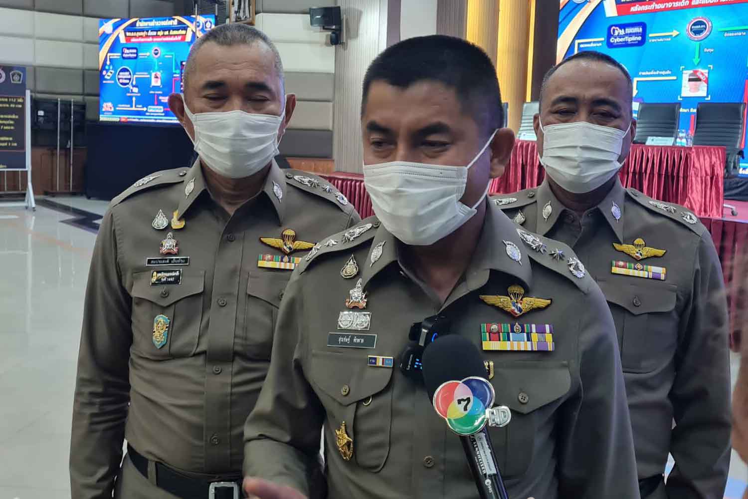 Assistant police chief Pol Lt Gen Surachate Hakparn at Provincial Police Region 3 in Nakhon Ratchasima for the press conference on Tuesday. (Photo: Prasit Tangprasert)