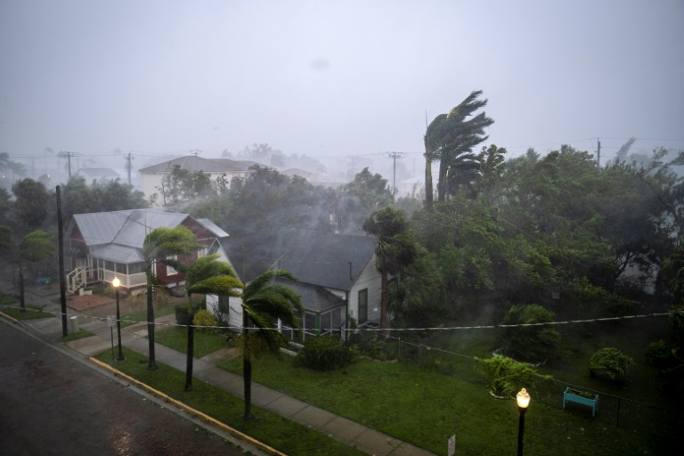 Gusts from Hurricane Ian whip palm treets in Punta Gorda, Florida. Gusts from Hurricane Ian whip palm treets in Punta Gorda, Florida.
