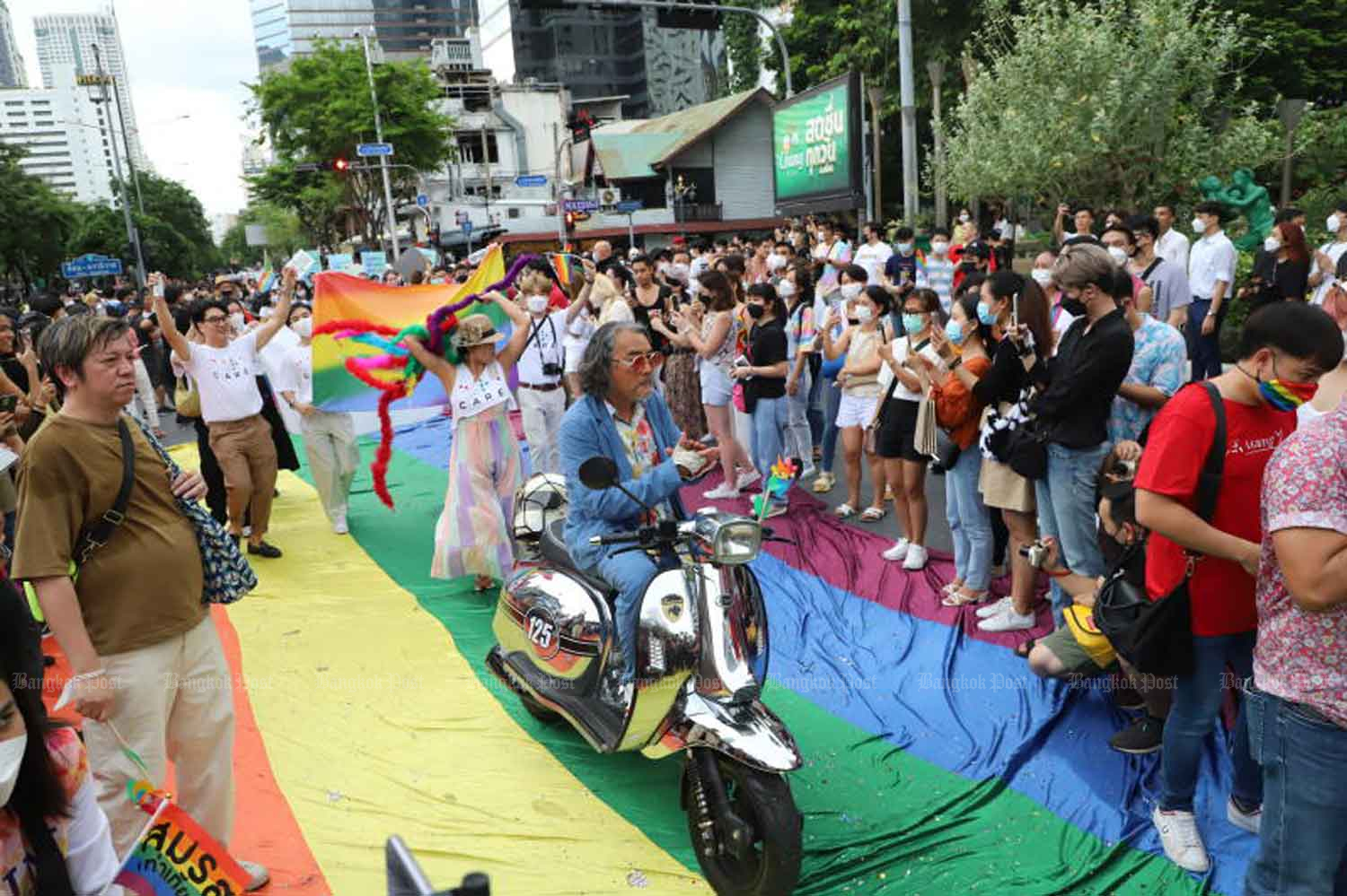 LGBTQ+ groups participate Bangkok Naruemit Pride 2022, the first event of its kind in the capital aimed at boosting gender equality, in June. (Photo: Wichan Charoenkiatpakul)