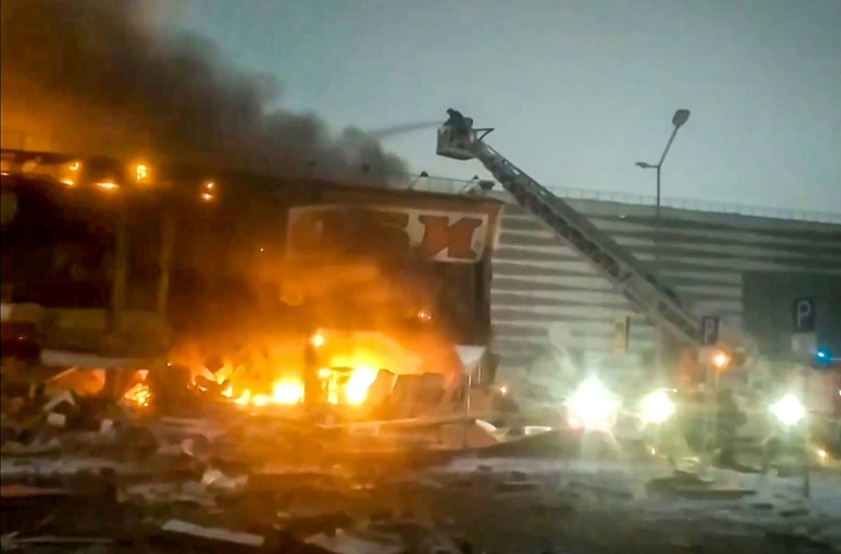 The roof of the sprawling centre collapsed as the flames engulfed the building The roof of the sprawling centre collapsed as the flames engulfed the building