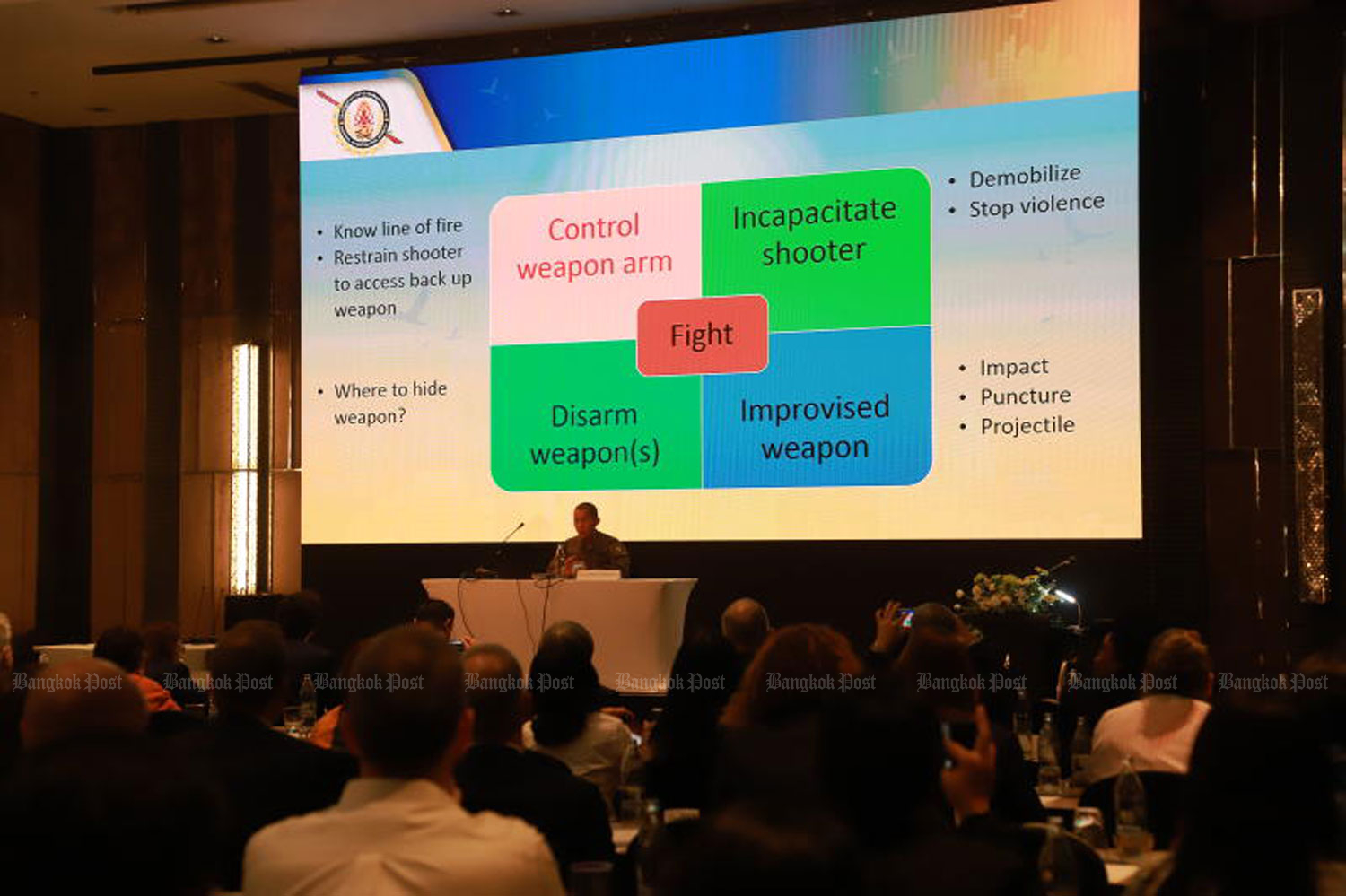 Representatives of international schools nationwide attend a meeting at the Renaissance Hotel in Bangkok on Friday to share their experiences and discuss student safety. (Photo: Somchai Poomlard)