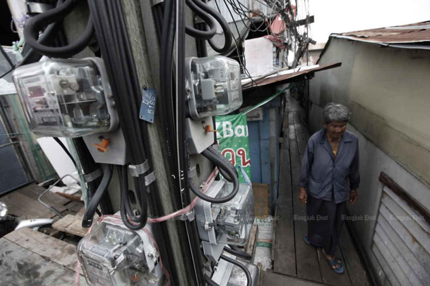 Electricity meters on Soi Samsen 13 in Dusit district, Bangkok. (Photo: Pattanapong Hirunard)