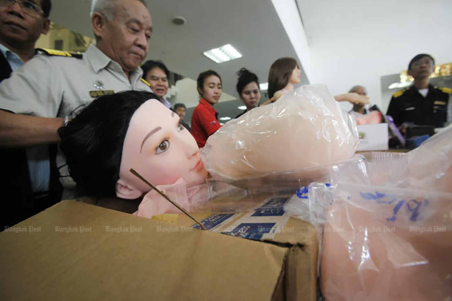 The Customs Department displays sex toys and contraband goods in Bangkok. (File photo)