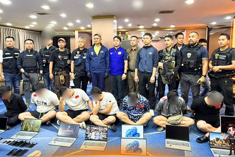 Bangkok Post - Foreigners arrested at illegal casino hotel in Pattaya