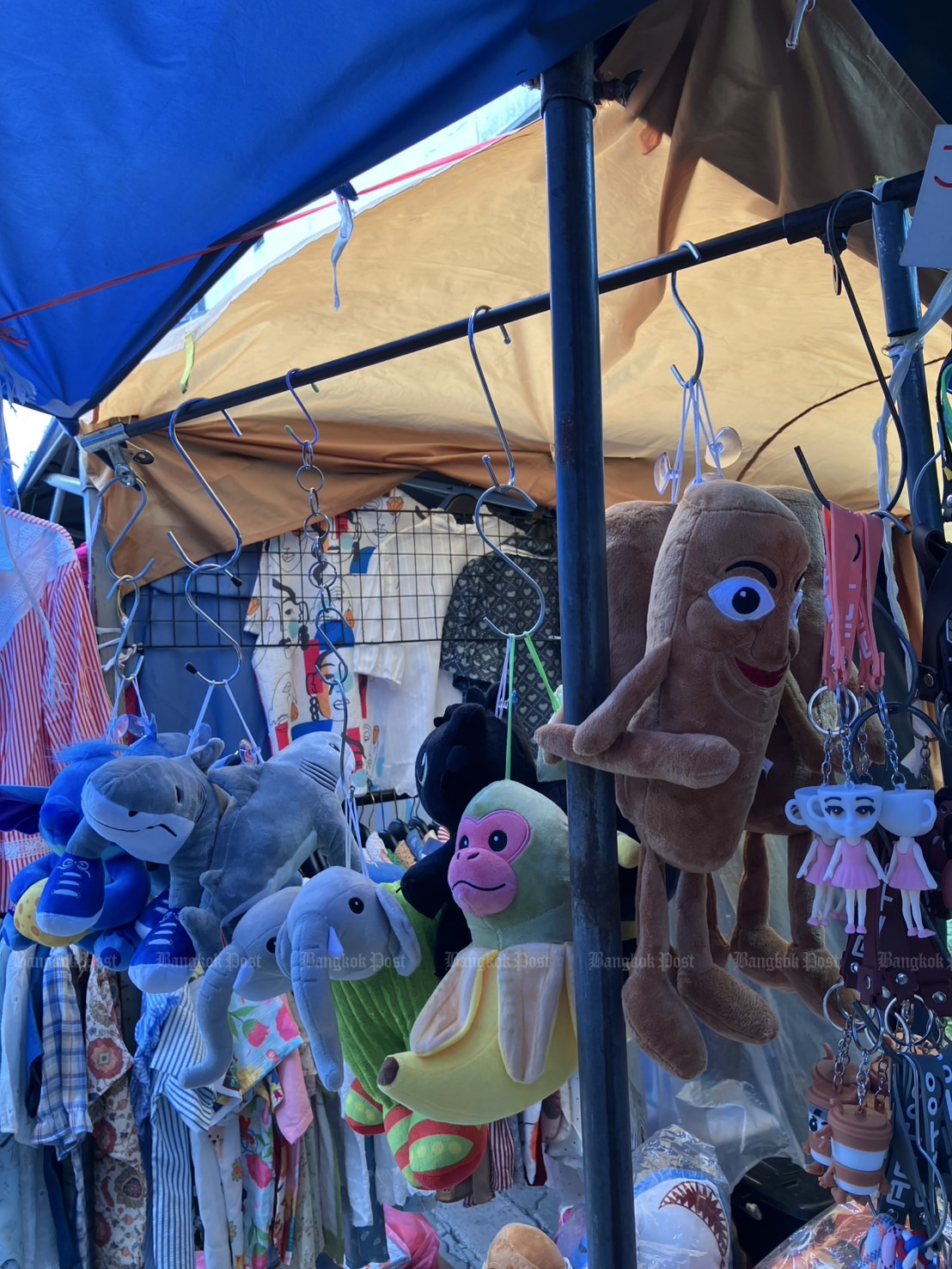 Italian Brainrot keychains and plush toys on sale at a Bangkok market (Photo: Khanaphot Saengchai)