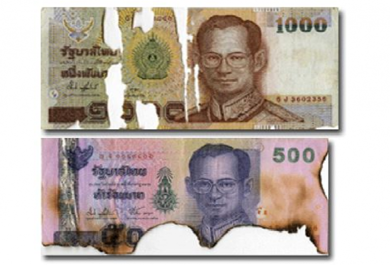 Are damaged Thai banknotes still usable?