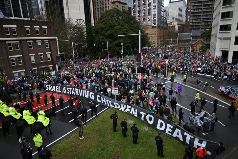 Tens of thousands march on Sydney Harbour Bridge to support Gaza