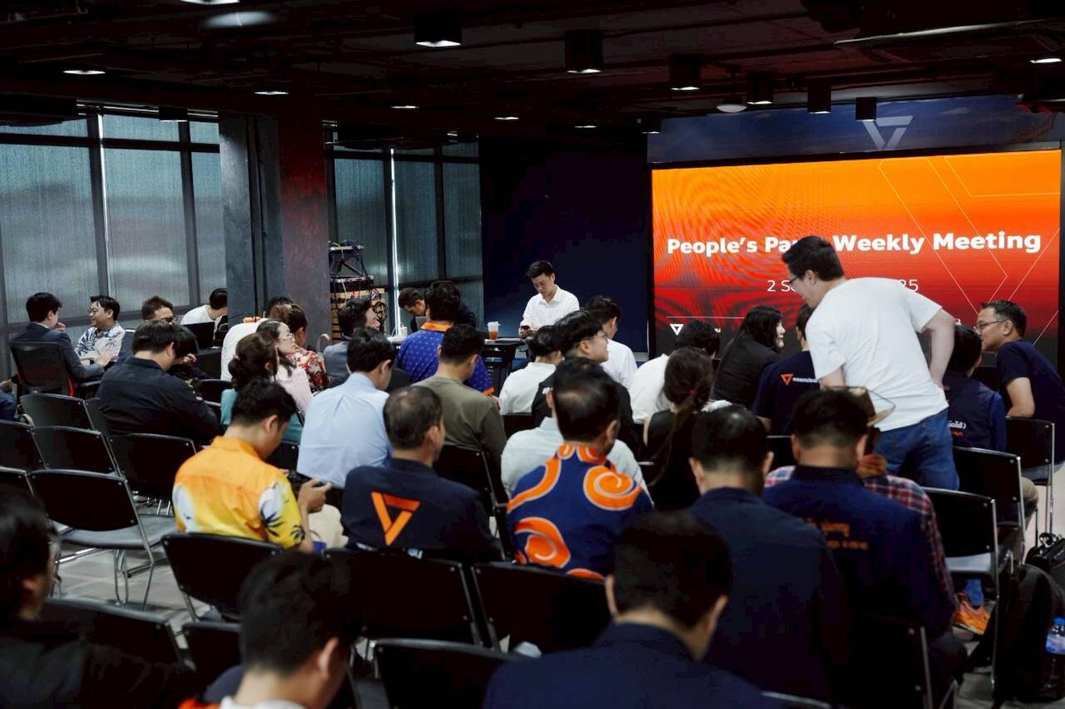 People&rsquo;s Party members gather party at headquarters in the Future Forward building in Bangkok on Tuesday.