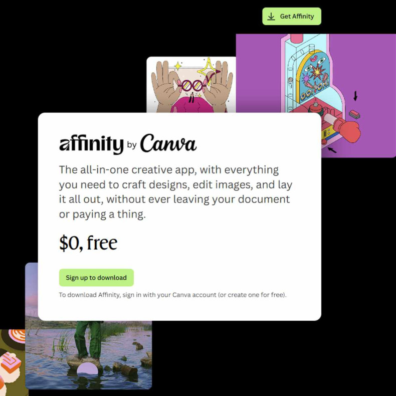 Canva offer free Affinity download for Windows and Mac