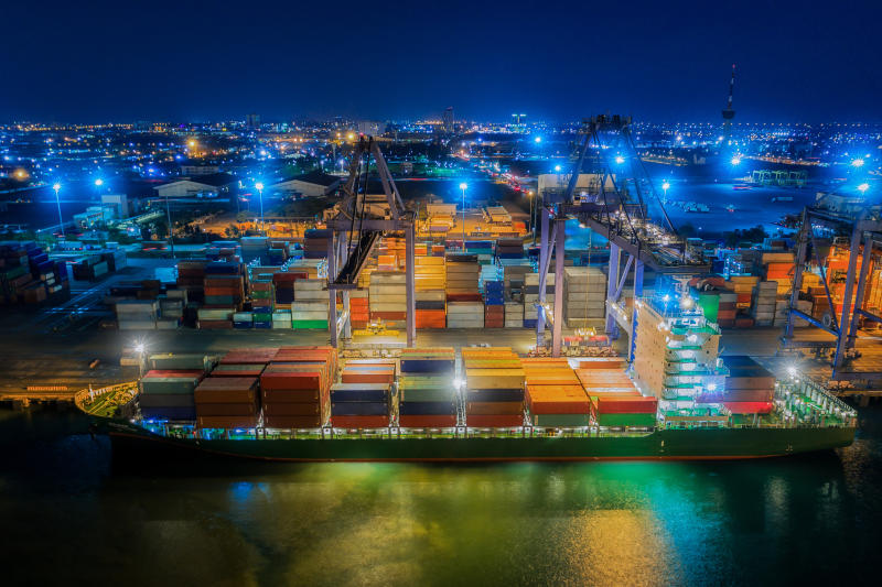 A container ship is docked at a port in Bangkok, Thailand.&nbsp;(File photo)