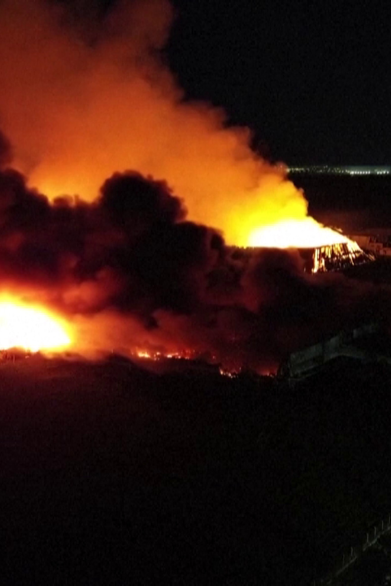Drone shows fire after explosion in Argentine industrial park