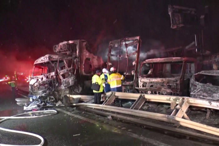 Massive highway pile-up in central Japan kills one, injures many