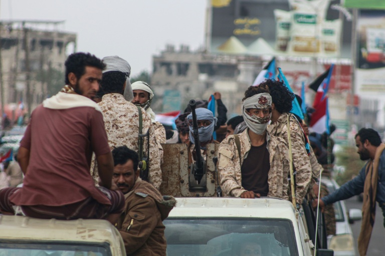 Members of the Sabahiha tribes of Lahj gather during a rally to show support for the UAE-backed Southern Transitional Council in Aden, Yemen, December 14. (Photo: AFP)
